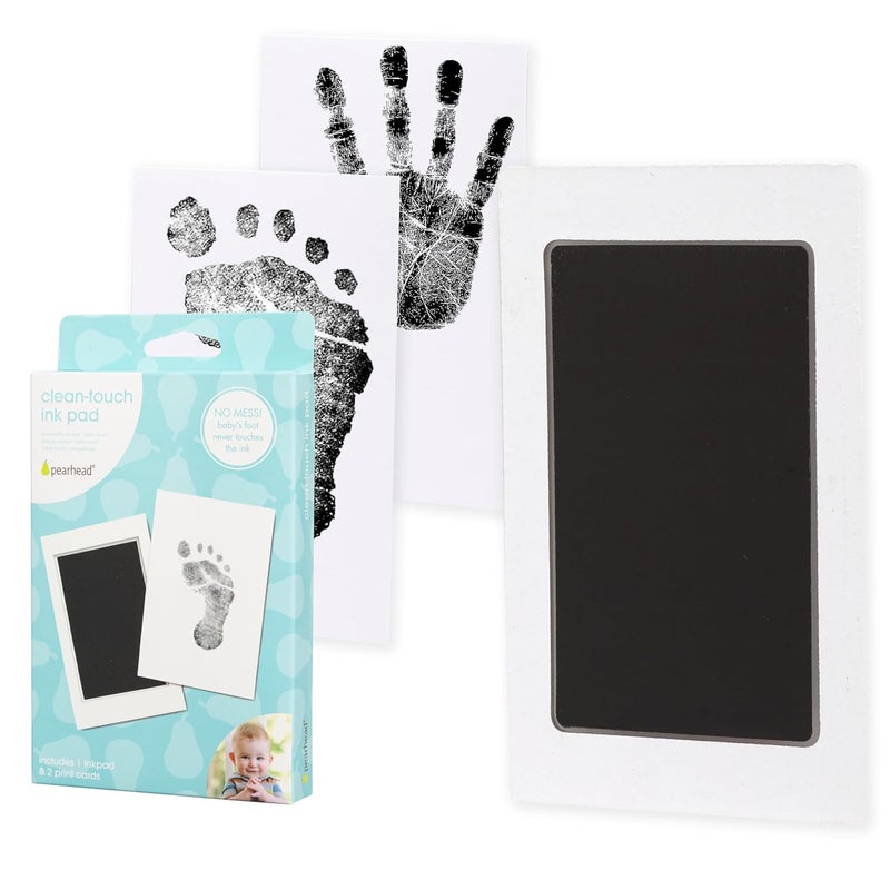 Pear Head Newborn Baby Handprint and Footprint Kit - No Mess Clean-Touch Ink Pad With Impression Cards, Safe for Skin, Perfect Keepsake for Family, Acid-Free, Black - Image 1